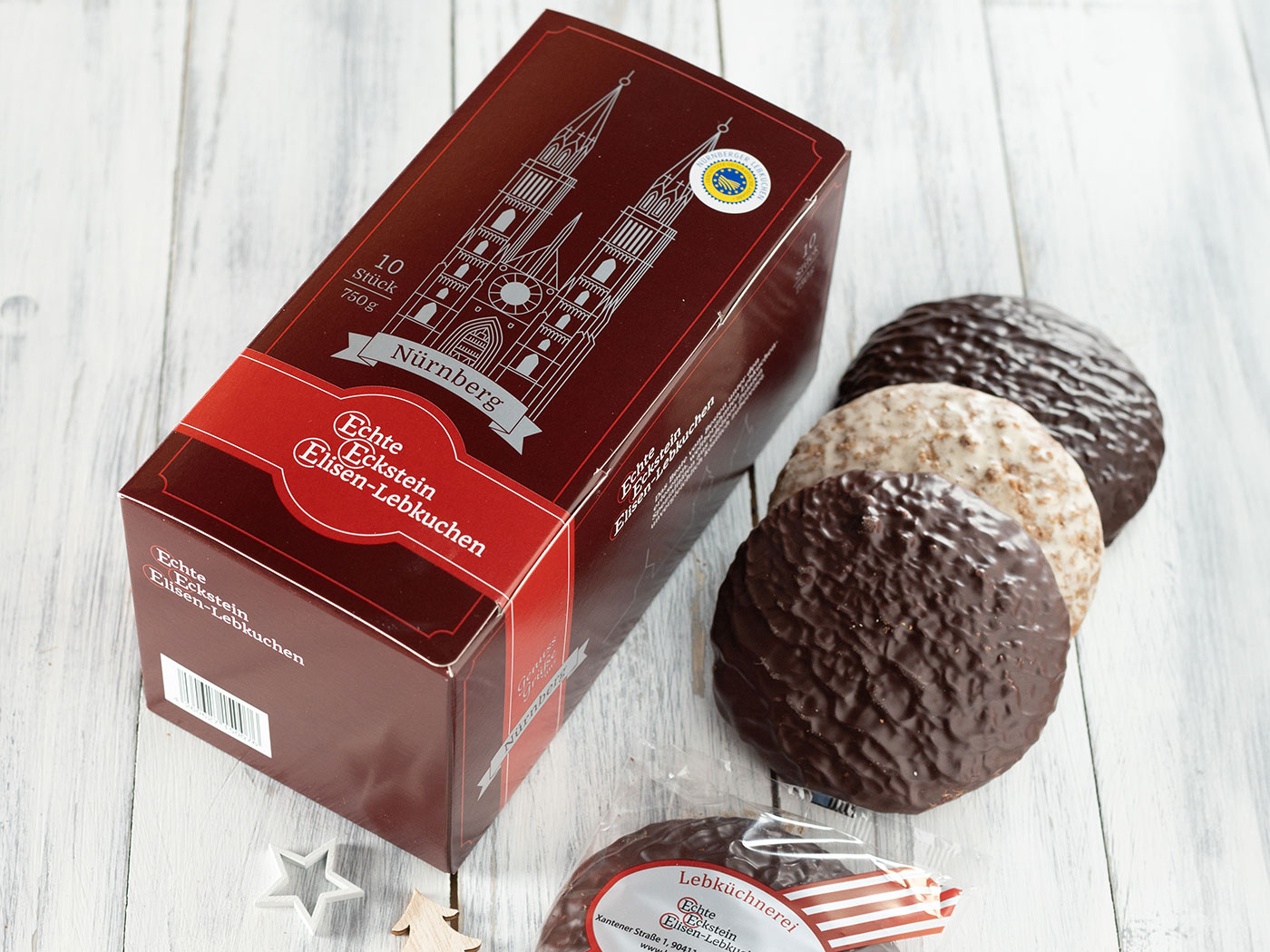 Präsentkarton 10 Stück Echte Eckstein Elisen-Lebkuchen Präsentkarton 10 Stück Echte Eckstein Elisen-Lebkuchen